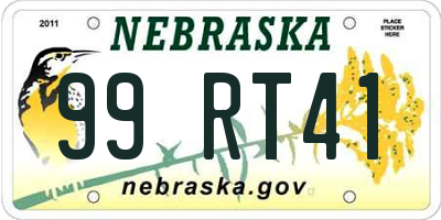 NE license plate 99RT41