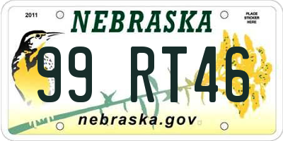 NE license plate 99RT46