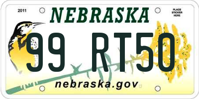 NE license plate 99RT50