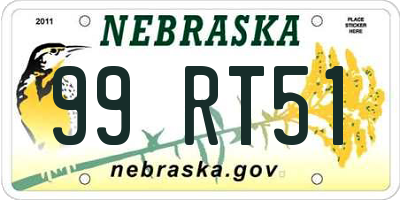 NE license plate 99RT51