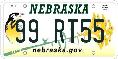 NE license plate 99RT55