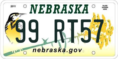 NE license plate 99RT57