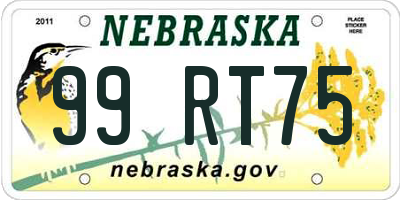 NE license plate 99RT75