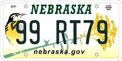 NE license plate 99RT79