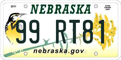 NE license plate 99RT81