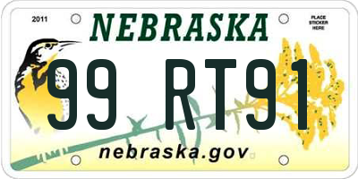 NE license plate 99RT91