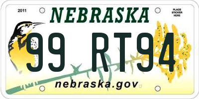 NE license plate 99RT94