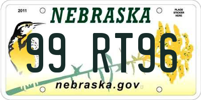 NE license plate 99RT96