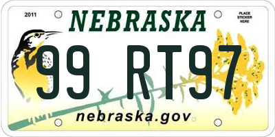 NE license plate 99RT97