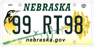 NE license plate 99RT98