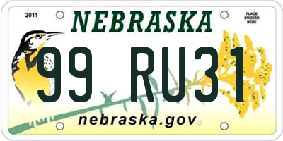 NE license plate 99RU31