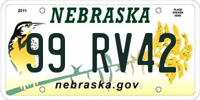 NE license plate 99RV42