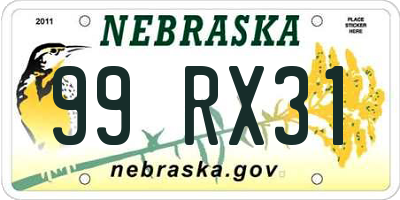 NE license plate 99RX31