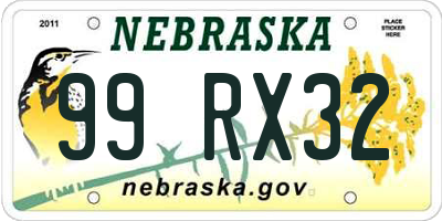 NE license plate 99RX32