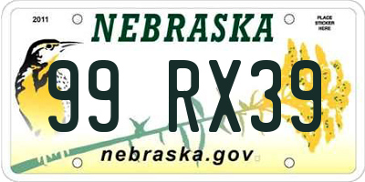 NE license plate 99RX39