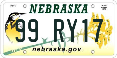 NE license plate 99RY17