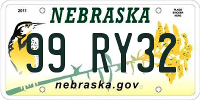 NE license plate 99RY32