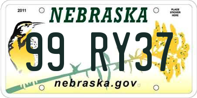 NE license plate 99RY37