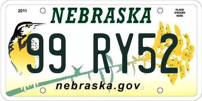 NE license plate 99RY52