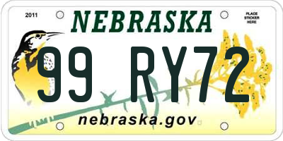 NE license plate 99RY72