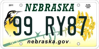 NE license plate 99RY87
