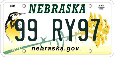 NE license plate 99RY97