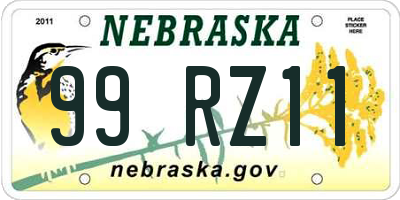NE license plate 99RZ11