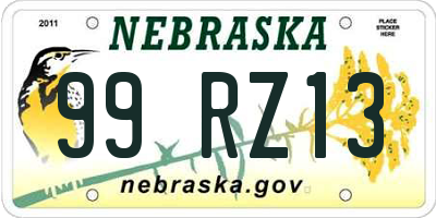 NE license plate 99RZ13