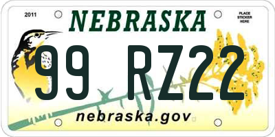 NE license plate 99RZ22