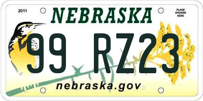 NE license plate 99RZ23