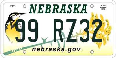 NE license plate 99RZ32