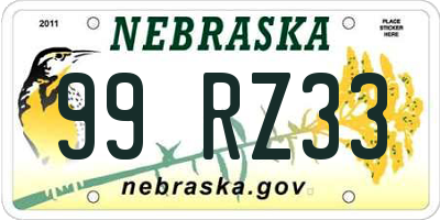 NE license plate 99RZ33