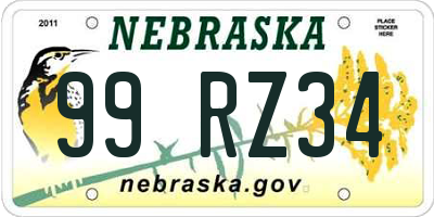NE license plate 99RZ34