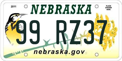NE license plate 99RZ37