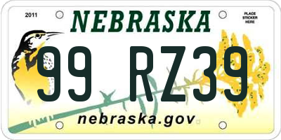 NE license plate 99RZ39