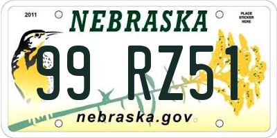 NE license plate 99RZ51