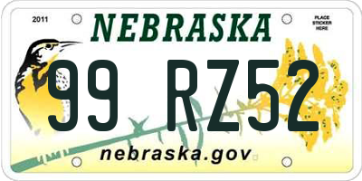 NE license plate 99RZ52