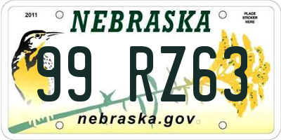 NE license plate 99RZ63