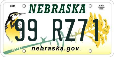 NE license plate 99RZ71