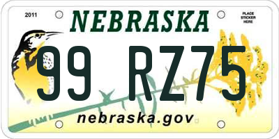NE license plate 99RZ75
