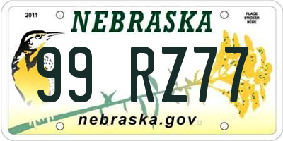 NE license plate 99RZ77