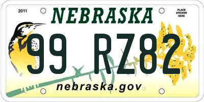 NE license plate 99RZ82