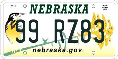 NE license plate 99RZ83