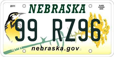 NE license plate 99RZ96