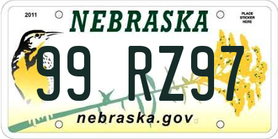 NE license plate 99RZ97