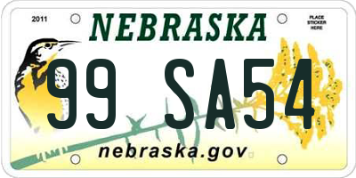 NE license plate 99SA54