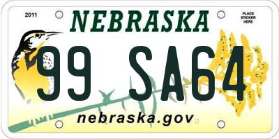 NE license plate 99SA64