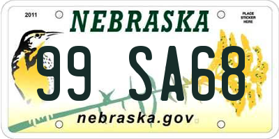 NE license plate 99SA68