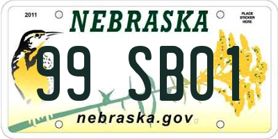 NE license plate 99SB01