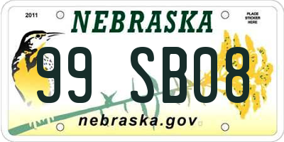 NE license plate 99SB08